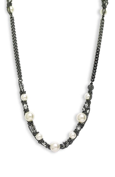 givenchy long faux pearl necklace|givenchy crown of thorns necklace.